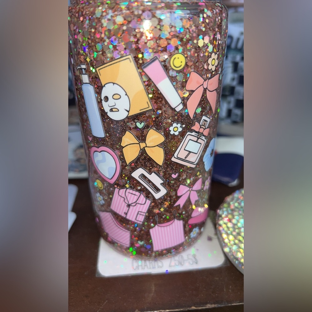 Glittery Tumbler with Colorful Stickers - Picture 3 of 5